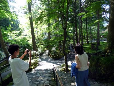 ４０．お盆休みの紀伊半島７泊　京都大原三千院その３　あじさい苑　金色不動堂　観音堂 　慈眼の庭　律川　鎌倉時代 石仏（阿弥陀如来像）