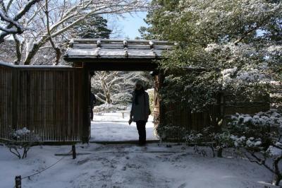 雪化粧の修学院離宮から下鴨神社