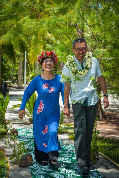 ポールゴーギャン号によるタヒチクルーズ、Renewal of vows 、タハア島モトゥ・マハナにて結婚の誓約の更新　