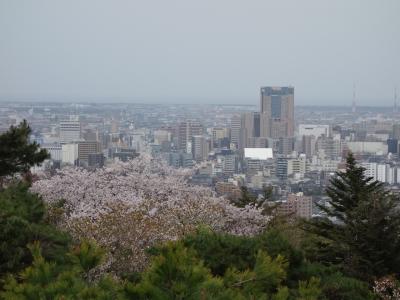 卯辰山から金沢を一望。桜もきれいでした。卯辰山工芸工房に寄れたのは良かった。