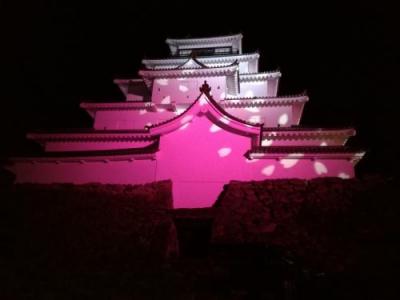 ’１８　福島 桜＆100名城さんぽ１０　鶴ヶ城ライトアップ