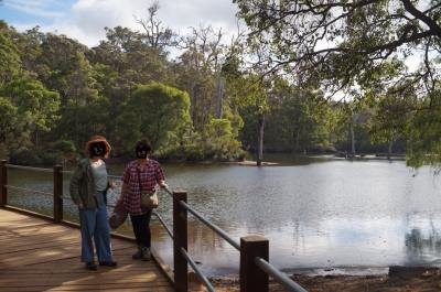 マーガレットリバー1泊で川岸散歩、パースへレンタカー移動、途中のバッセルトンで水泳