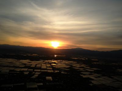 ただ今、JALで移動中(*^-^*) 第四十五弾>>>>夕焼けの月山が綺麗な山形へ!!空からの景色、そして山形のお酒!!o(^-^)o