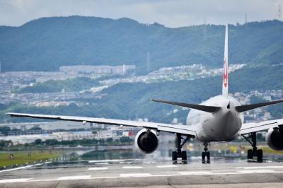 JAL 伊丹・那覇、千里川の土手