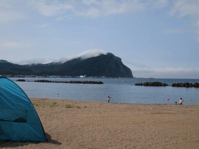 余市の海岸でキャンプ