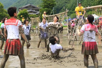 長野県辰野町の面白すぎるどろん田バレーボール大会♪＆涼しさ呼ぶ横川渓谷♪