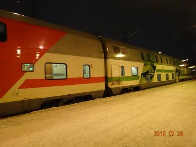 フィンランド　ロバ二エミ　から夜行列車で　ヘルシンキへ。ロバ二エミ　スキー場