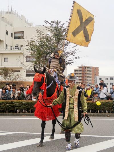 鎌ケ谷市民まつり-2　相馬野馬追＝騎馬武者隊　鎌ケ谷陣地到着　☆着任あいさつも