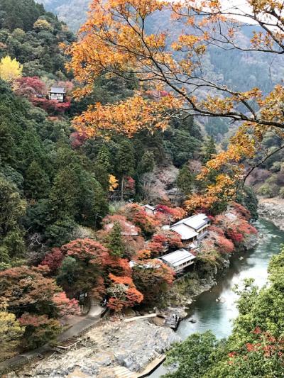 2018年11月　嵐山紅葉　おすすめの千光寺　曇りのち雨のちに虹が出た。