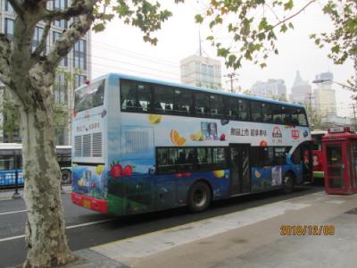 上海の老西門・９１１路バス・准海中路・二階建てバス