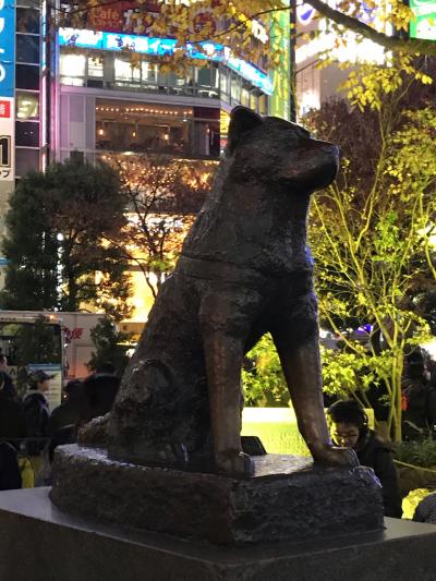 渋谷のハチ公に挨拶し、渋谷ぶらぶら クリスマスナイト