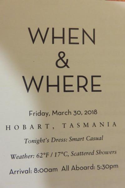 41泊 Nordam★1★Friday, March 30 .2018Hobart,Tasmania