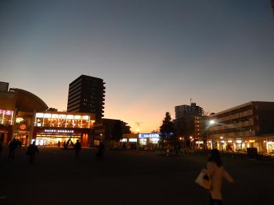 上福岡駅西口ロータリー付近で見られた素晴らしい夕景色