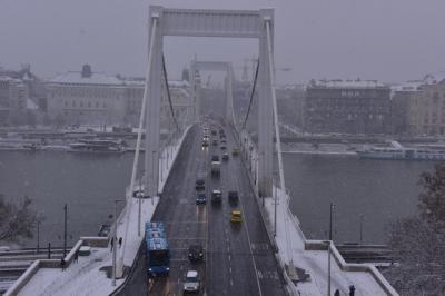 雪の中のブダペスト。
