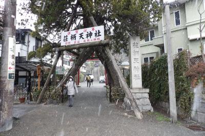 雪の荏柄天神社門前