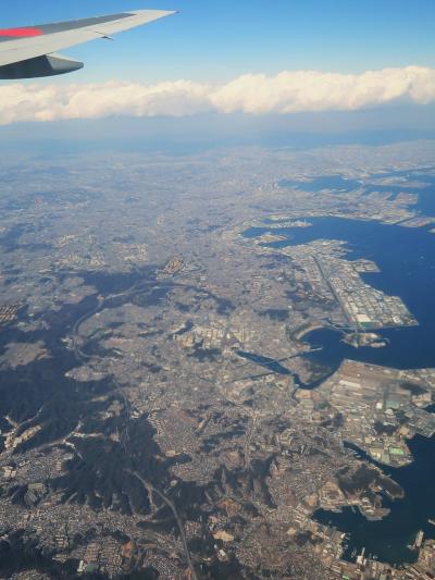 横浜-湘南上空　ＪＡＬ915便　沖縄/那覇行　☆横浜港・八景島・江の島を確認でき