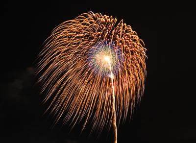 豊川市小坂井町の風まつりで花火を観覧、撮影