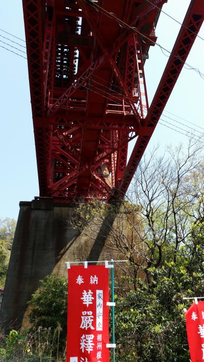 春爛漫の根府川駅と白糸川橋梁