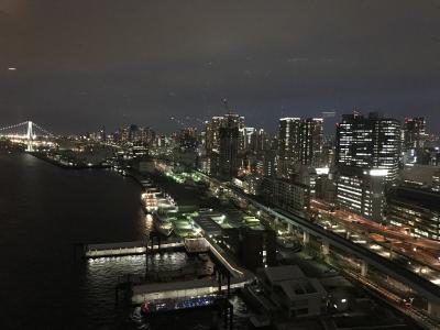 東京湾の夜景と生ビール