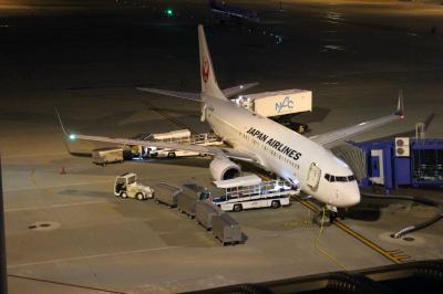 JL208便、中部→羽田。帰路につく前に、夜のセントレアを秘かに楽しむ。