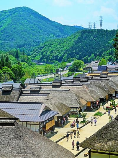 南会津-4　大内宿c  子安観音堂近く～全景俯瞰　☆旧下野街道の宿場情景を残し