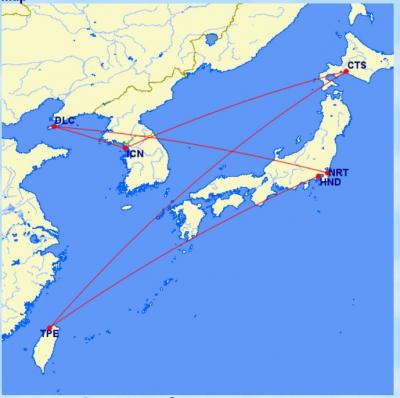 ビジネスクラス１区間(レグ）を特典8,600マイルで！～後編～《3泊4日5レグの弾丸旅行。羽田ー台北―新千歳ーソウルー大連ー成田》