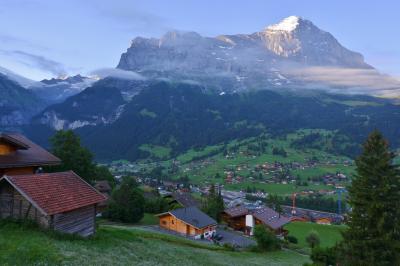 スイス3大明峰とロマンティック街道の旅 1.グリンデルワルトから見るアイガー