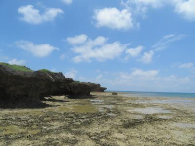 黒島大防波堤の先端まで行って戻ってきた♪なんとか海岸に降りて潮が満ちてこないうちに、また北に向かう♪2019年７月八重山・黒島８泊９日１０５