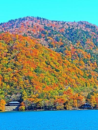 奥日光-7　八丁出島付近 中禅寺湖遊覧船-航行中　☆紅葉の最盛期に～展望デッキ～