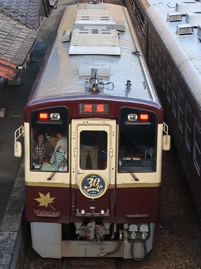 わたらせ渓谷鐵道-2　水沼駅・温泉センターを併設　☆トロッコ列車-30周年列車-交換