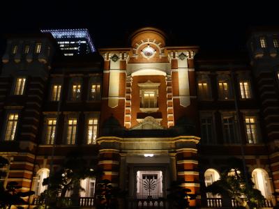 東京駅丸の内口のライトアップ。
