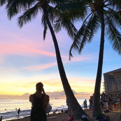 ワイキキビーチ　マジックアワーサンセット