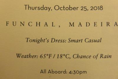 26泊 Prinsendam★11★Thur, Oct 25 Funchal, Madeira