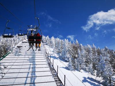 志賀高原の熊の湯・横手山スキー場でスキー