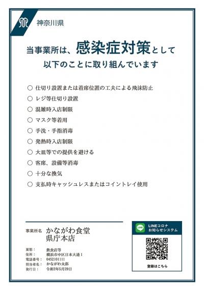 綱島駅前飲食店街から箕輪町まで、どの店にも掲示されてない神奈川県感染防止対策取組書