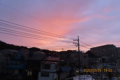 ふじみ野市西鶴ケ岡地区から見られた素晴らしい夕焼け