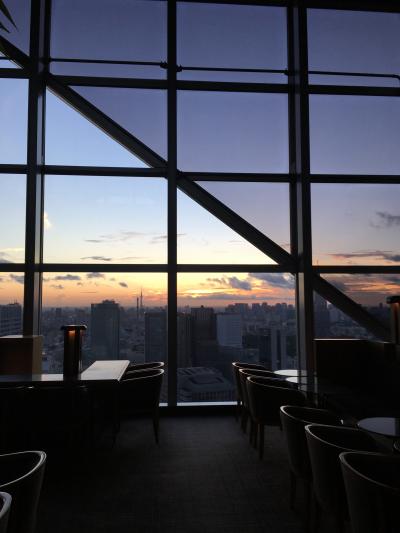 パーク ハイアット 東京　パークビュールームの夕暮れ