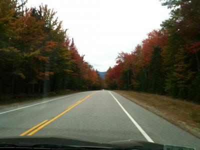 ニューハンプシャー州 カンカマガス ハイウェイ　ー　紅葉を楽しみながら走る。