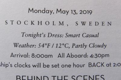 26泊Zuiderdam★10★Mon, May 13 Stockholm, Sweden 
