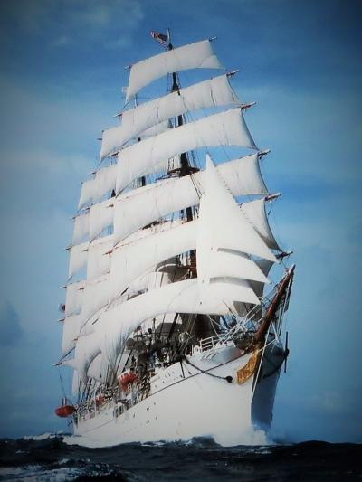 横浜21　帆船　日本丸　満船飾（文化の日）晴れ姿　☆国際信号旗を掲揚/総帆展帆の写真も