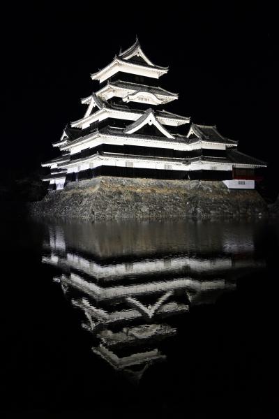 闇に浮かぶ松本城