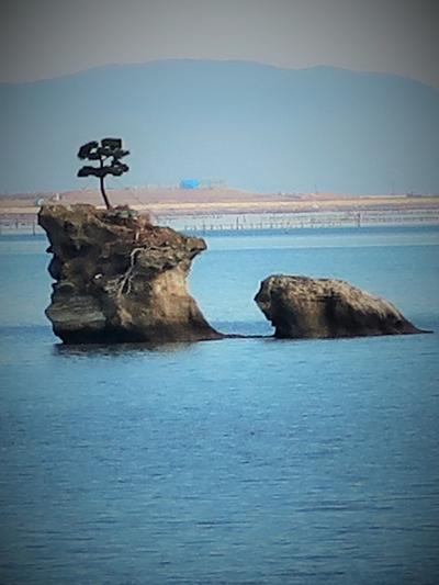 松島 観光桟橋前 水彩画(額入)