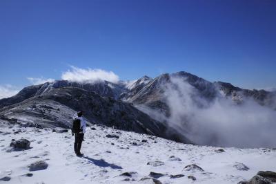 初冬の中央アルプス・将棊頭山　雪山登山（桂小場ルート）