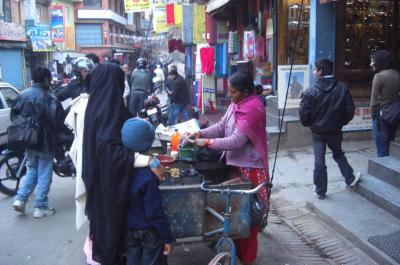 カトマンズ街歩き　③ ポインセチアの大木が普通にある町