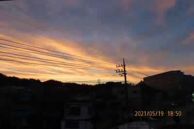 久し振りの夕焼けを見る