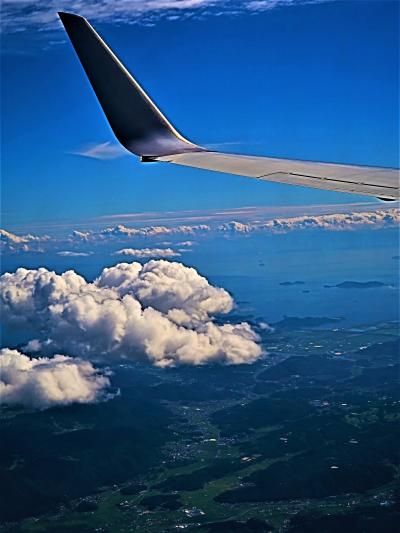 JAL261便  広島空港  14:45着　羽田～75分　☆瀬戸内海‐尾道水道-山間部を通り