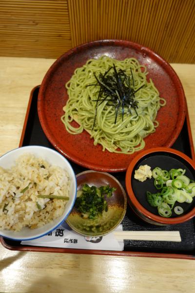 20211010 京都 招福亭で茶そばを。かやく飯もいただくかなと、セットでおねがい。