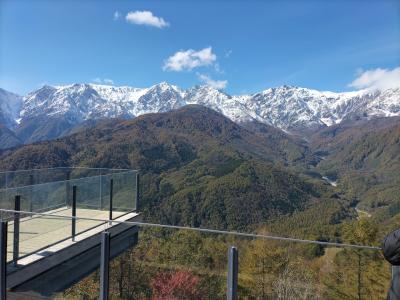 白馬三山に初雪を岩岳マウントハーバーで眺める