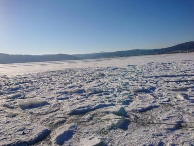 諏訪大社4社巡りと全面結氷の諏訪湖へ