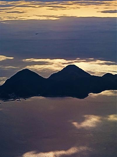 JAL435便　松山空港　14:05着　羽田空港～95分で　☆大阪湾-瀬戸内海の島々を見ながら